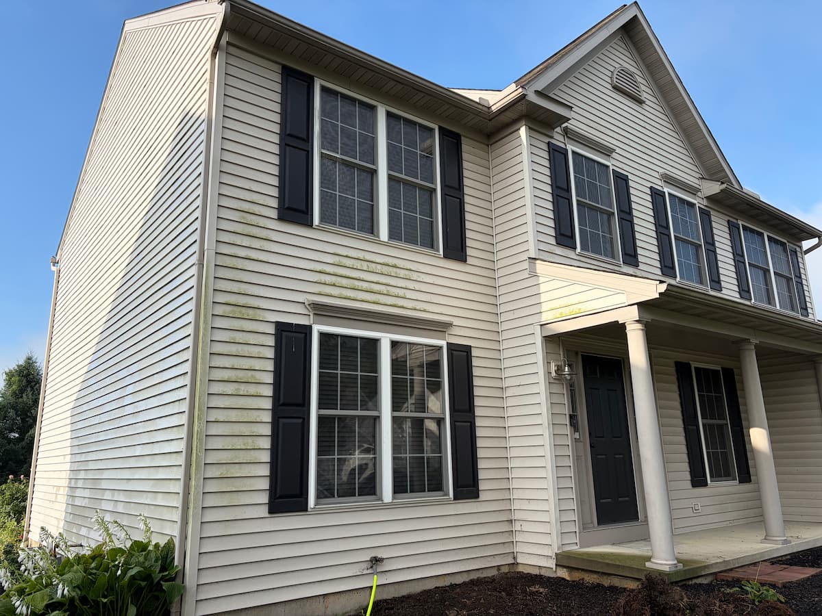 House before power washing