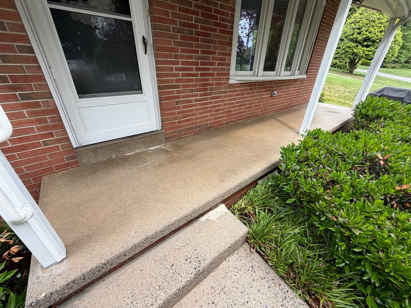 Porch after power washing